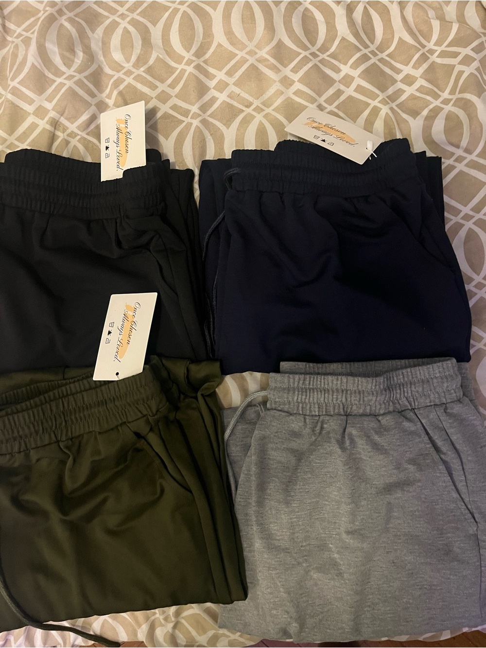 Brand New Elastic-Waist Everyday Sweats- Black, Navy, Olive & Gray